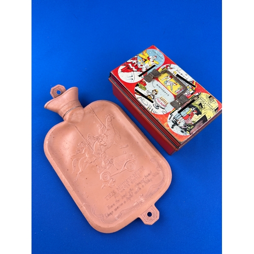 Tinplate Money Box & Vintage 'Nighty Night' Hot Water Bottle