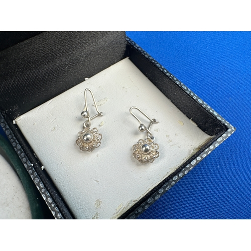 3 - 925 Silver & Amber Earrings & 925 Silver Earrings