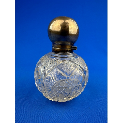 2 - Cut Glass Globe Scent Bottle with Silver Mounts, Sheffield 1905