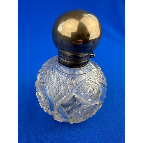 2 - Cut Glass Globe Scent Bottle with Silver Mounts, Sheffield 1905