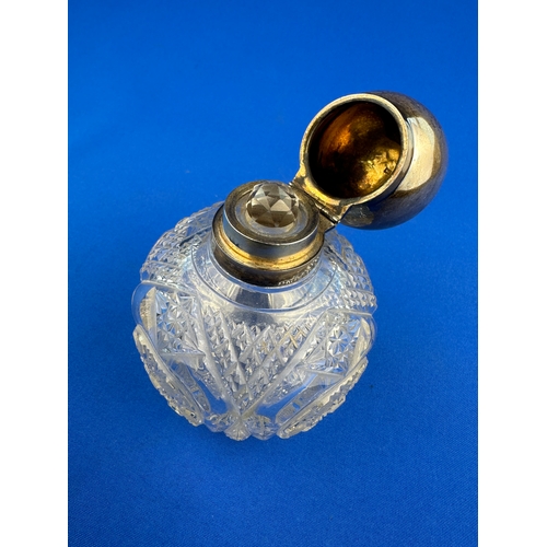 2 - Cut Glass Globe Scent Bottle with Silver Mounts, Sheffield 1905