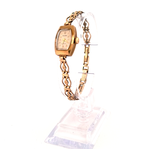 13 - Ladies 9 Carat Gold Cased Watch with Rolled Gold Strap - ticking