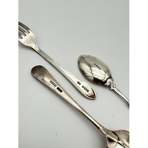 6 - Hallmarked Silver Spoons & Christening Fork 64g