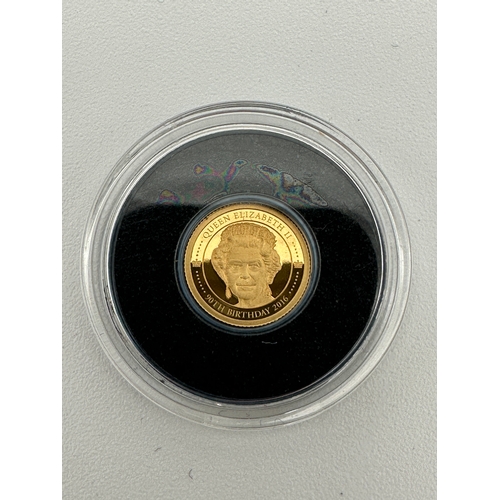 62 - 24 Carat Gold Commemorative Coin Celebrating Queen Elizabeth II 90th Birthday. 1000 Mongolian Togrog... 