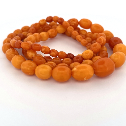 34 - Butterscotch Amber Graduated Bead Necklace, 100cm approximate length - 46g