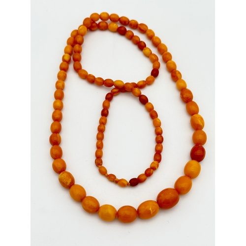 34 - Butterscotch Amber Graduated Bead Necklace, 100cm approximate length - 46g