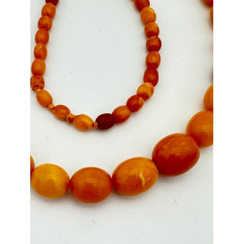 34 - Butterscotch Amber Graduated Bead Necklace, 100cm approximate length - 46g