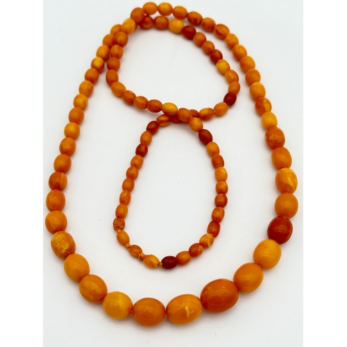 34 - Butterscotch Amber Graduated Bead Necklace, 100cm approximate length - 46g