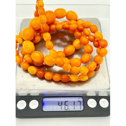 34 - Butterscotch Amber Graduated Bead Necklace, 100cm approximate length - 46g