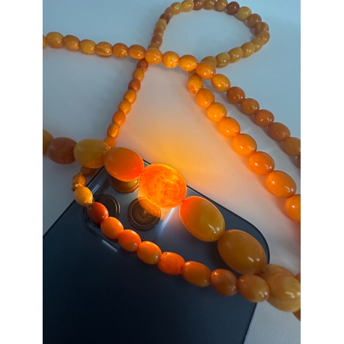 34 - Butterscotch Amber Graduated Bead Necklace, 100cm approximate length - 46g