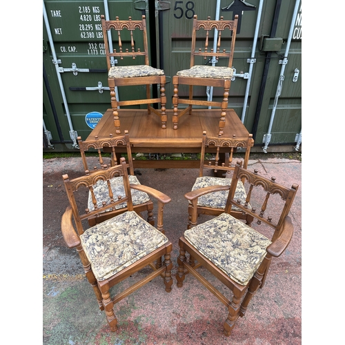 1025 - Ercol - 6 Old Colonial Chairs inc. 2 Carvers with Extending Ercol Dining Table in Fantastic Conditio... 