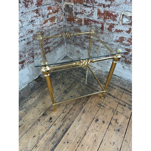 984 - Hollywood Regency Style Glazed Side table with Undertier