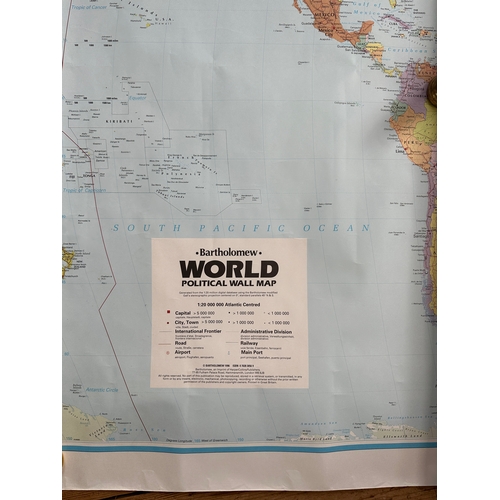 544 - Large Postal Map of Northumbria & Bartholomew World Political Map