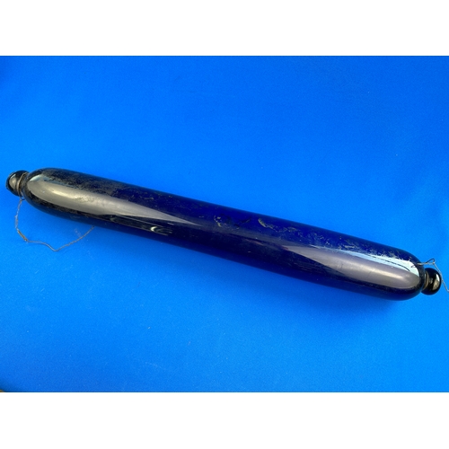 721 - 19th Century Cobalt Blue Glass possibly Sunderland Rolling Pin approximately 75cm long