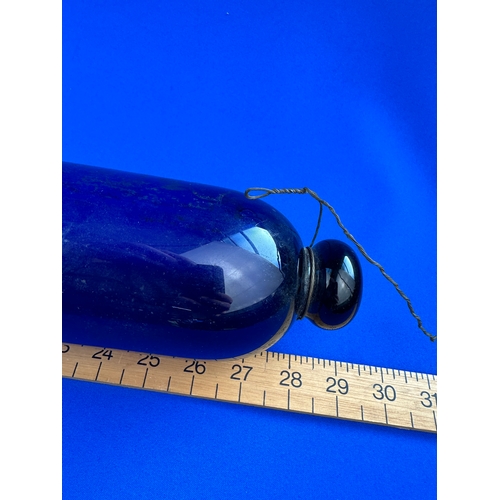 721 - 19th Century Cobalt Blue Glass possibly Sunderland Rolling Pin approximately 75cm long