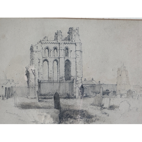 236 - Myles Birket Foster 1825-1891, Pencil Sketch of Tynemouth Priory, North Shields