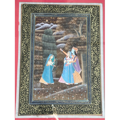 763 - Vintage Indian Silk Painting Depicting Radha & Krishna