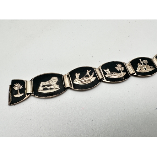 36 - White Metal & Niello Egyptian Panel Bracelet...