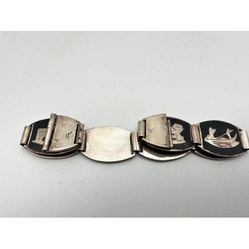 36 - White Metal & Niello Egyptian Panel Bracelet...