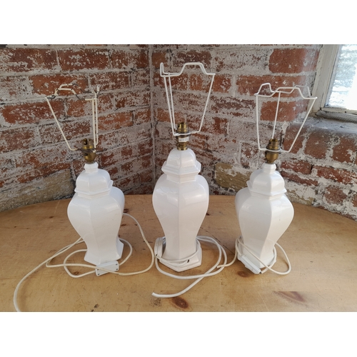 939 - Three Table Lamps and Suitcase