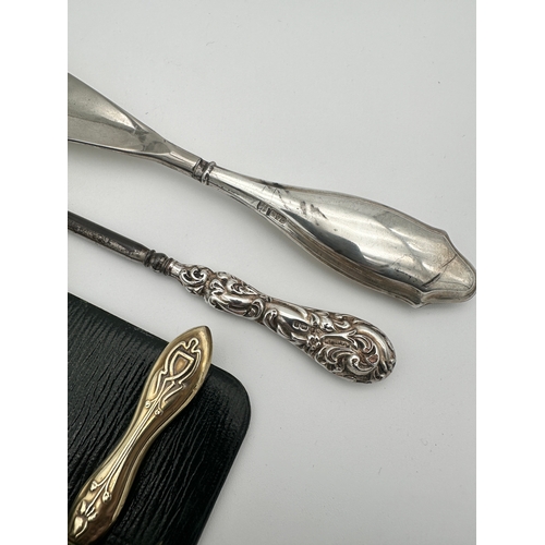 39 - Group of Hallmarked Silver Handle Items including Boot Hook & Shoe Horn...