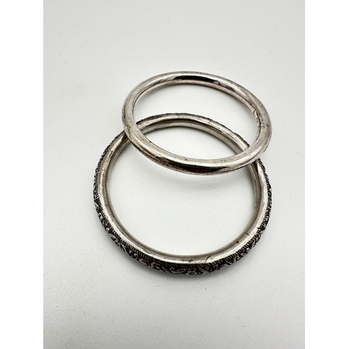 42 - Two Childs Small Silver Bangles, one with Full Hallmarks 15.7g...