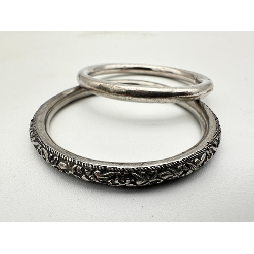 42 - Two Childs Small Silver Bangles, one with Full Hallmarks 15.7g...