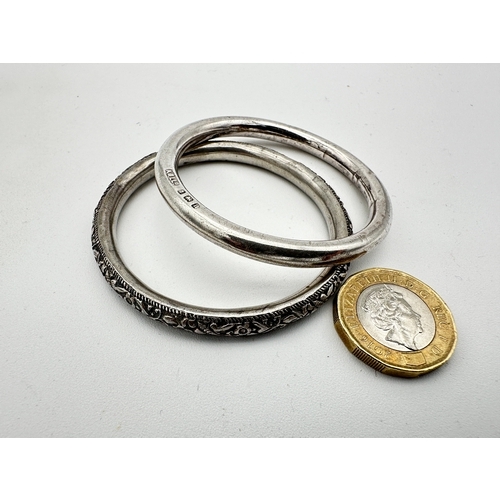 42 - Two Childs Small Silver Bangles, one with Full Hallmarks 15.7g...