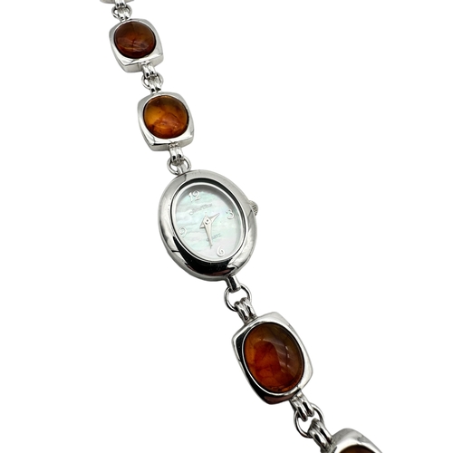 573 - Ladies 925 Silver 'Jewel Time' Watch with 'Amber' Strap