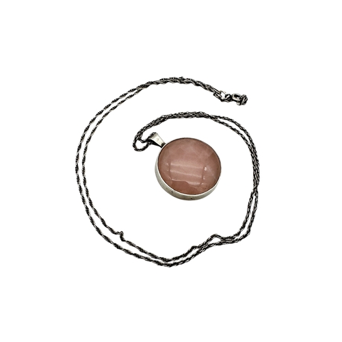 44 - 925 Silver Chain with Rose Quartz Pendant