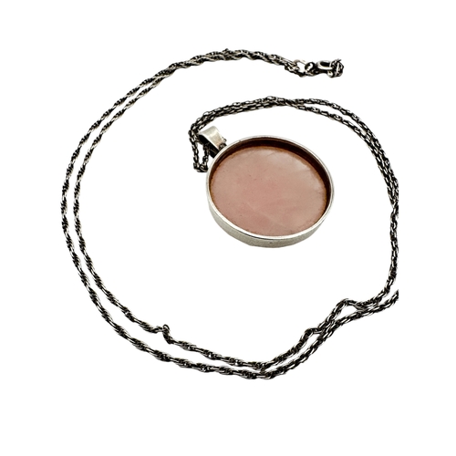 44 - 925 Silver Chain with Rose Quartz Pendant...