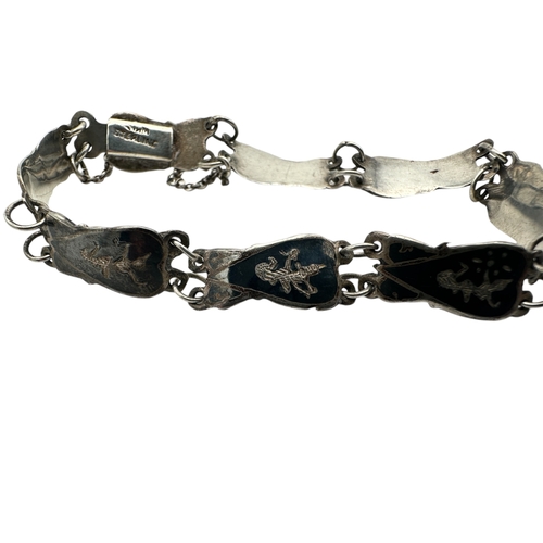 45 - Siam Sterling Silver Niello Panel Bracelet...