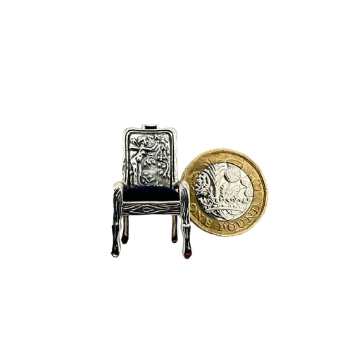 48 - Miniature 925 Silver Pin Cushion Chair...