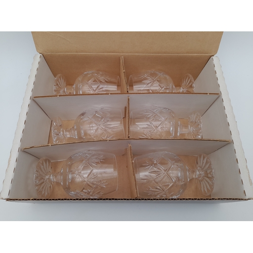 720 - Boxed Set of 6 Webb Corbett Hand Made Crystal Brandy Glasses