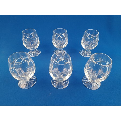 720 - Boxed Set of 6 Webb Corbett Hand Made Crystal Brandy Glasses