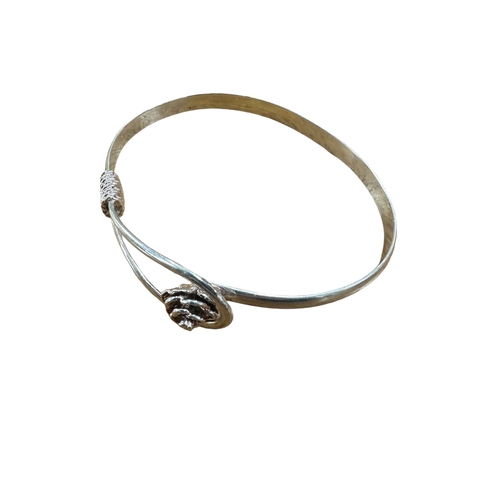 75 - 925 Silver Bangle with Rose design 12.35g