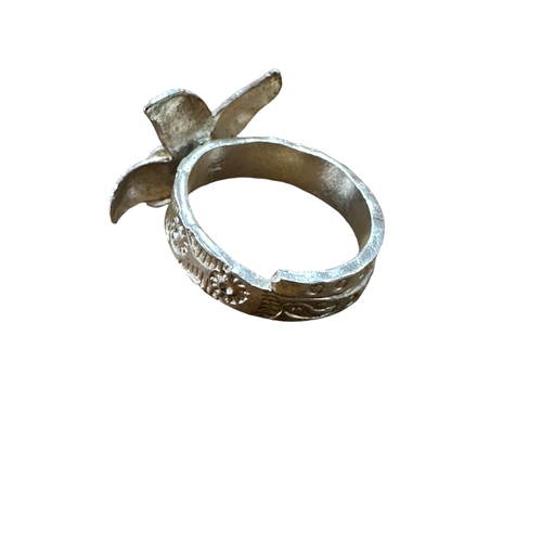 80 - Handmade 925 Silver Flower Ring, adjustable 6.4g