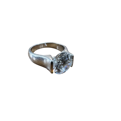 81 - Silver & Cubic Zirconia Solitaire Ring size J