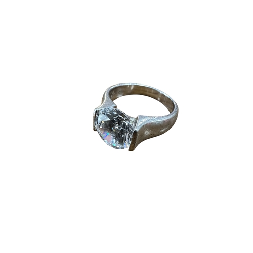 81 - Silver & Cubic Zirconia Solitaire Ring size J