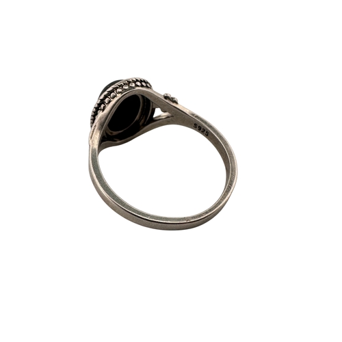 86 - Silver Ring with Black Cabochon, size S