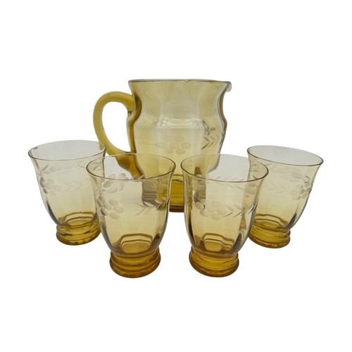 715 - Vintage Amber Glass Lemonade Set