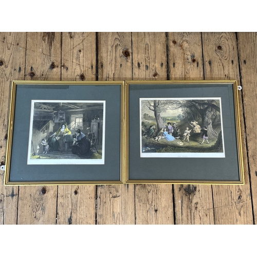 774 - Two Framed Coloured Etchings: 