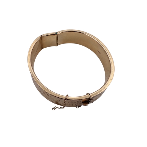 62 - Nine Carat Gold Hinged Bangle - a/f - 21.4g