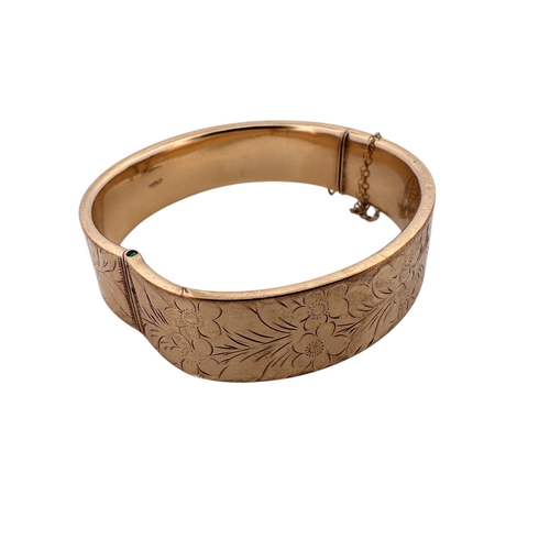 62 - Nine Carat Gold Hinged Bangle - a/f - 21.4g