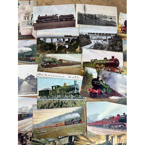 566 - Group of Antique Train Related Postcards C1905 many posted