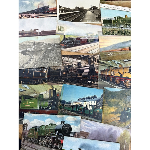 566 - Group of Antique Train Related Postcards C1905 many posted