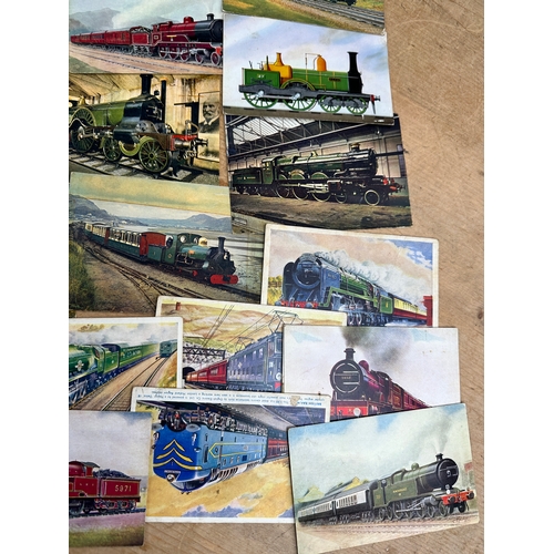 566 - Group of Antique Train Related Postcards C1905 many posted