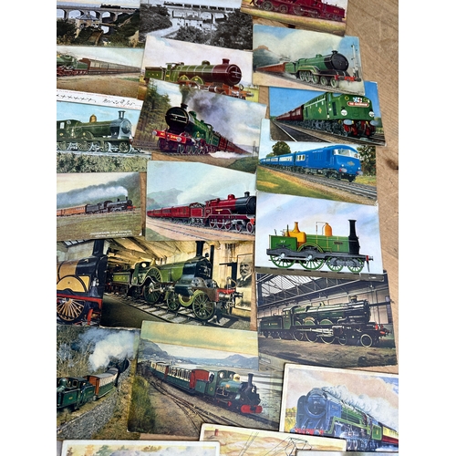 566 - Group of Antique Train Related Postcards C1905 many posted