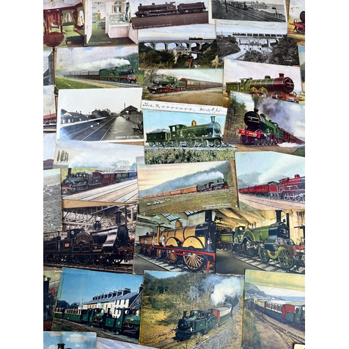 566 - Group of Antique Train Related Postcards C1905 many posted