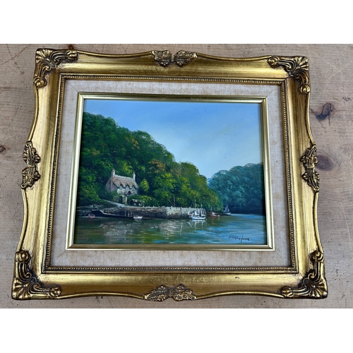 781 - George Horne Oil Painting 'Greenaway by Dittisham on the Dart River, Devon.